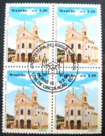 Quadra de selos postais do Brasil de 1990 Igreja Rosario PI