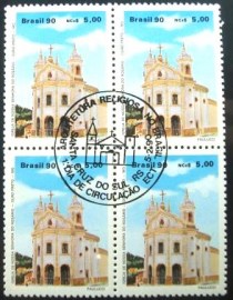 Quadra de selos postais do Brasil de 1990 Igreja Rosário RS