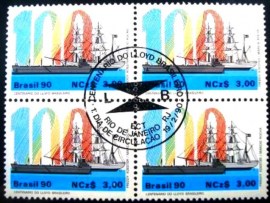 Quadra de selos postais do Brasil de 1990 LLOYD Brasileiro