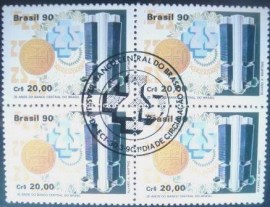 Quadra de selos postais do Brasil de 1990 Banco Central
