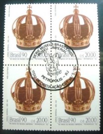 Quadra de selos postais do Brasil de 1990 Coroa Imperial