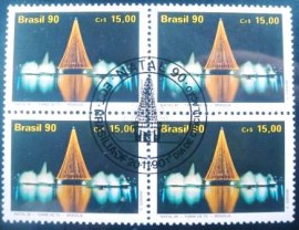 Quadra de selos postais do Brasil de 1990 Torre de TV