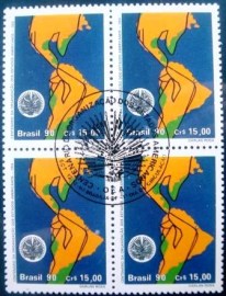 Quadra de selos postais do Brasil de 1990 Centenário da OAB