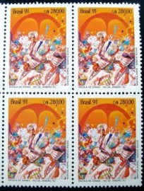 Quadra de selos postais do Brasil de 1991 Escola de Samba
