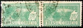Par de selos postais do Brasil de 1928 Plantio Café 100