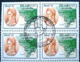 Quadra de selos postais do Brasil de 1992 Gregory Ivanovitch Langsdorff