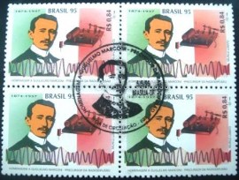 Quadra de selos postais do Brasil de 1995 Guglielmo Marconi