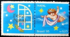 Selo postal do Brasil de 1995 Anjo Feliz Natal