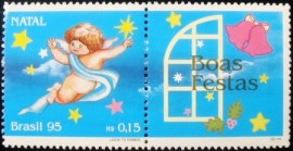 Selo postal do Brasil de 1995 Anjo Boas Festas