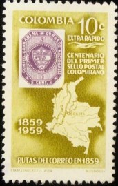 Selo postal da Colômbia de 1959 Stamps Centenary