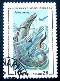 Selo postal de Madagaskar de 1994 Mosasaurus
