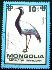 Selo postal da Mongólia de 1979 Demoiselle Crane