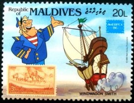 Selo postal das Maldivas de 1986 Ameripex 86