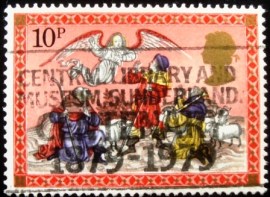 Selo postal do Reino Unido de 1979 Angel appearing to the Shepherds