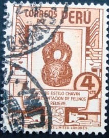 Selo postal do Peru de 1938 Chavin Pottery