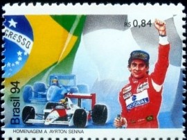 Selo postal do Brasil  de 1994 Ayrton Senna vitória