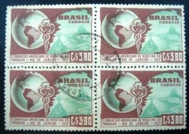Quadra de selo postais do Brasil de 1952 Medicina do Trabalho