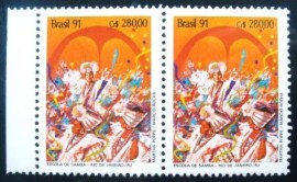 Par de selos postais do Brasil de 1991 Escola de Samba