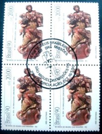 Quadra de selos postais do Brasil de 1990 N. S. Imaculada