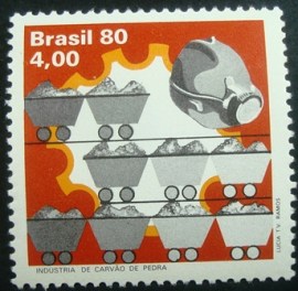 Selo postal do Brasil de 1980 Carvão de Pedra