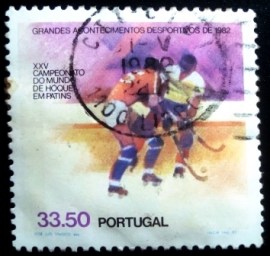 Selo postal de Portugal de 1982 Roller Hockey World Champioships