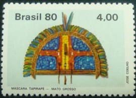 Selo postal do Brasil de 1980 Máscara Tapirapé - C 1138 N