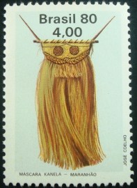 Selo postal do Brasil de 1980 Máscara Kanela