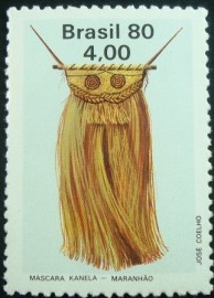 Selo postal do Brasil de 1980 Máscara Kanela N