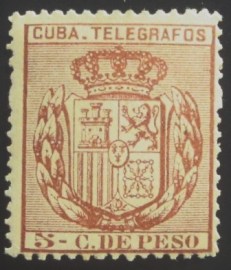 Selo postal de Cuba de 1894 Escudo de Espana