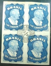 Quadra de selos Aéreos do Brasil de 1949 Roosevelt