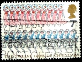 Selo postal do Reino Unido de 1977 Twelve Lords-a-leaping etc