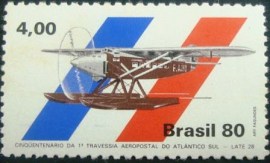 Selo postal do Brasil de 1980 Travessia Aeropostal - C 1146 N