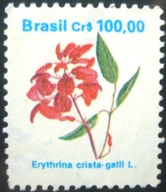 Par de selos postais do Brasil de 1990 Erythrina