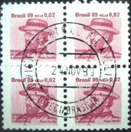 Quadra de selos postais do Brasil de 1989 Padre Damião de 1989 MCP H26