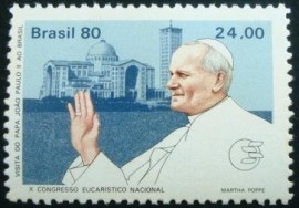 Selo postal de 1980 Papa em Aparecida