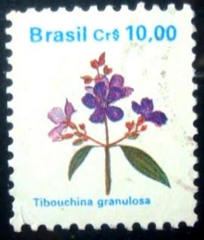 PAR de selos postais do Brasil de 1990 Quaresmeira