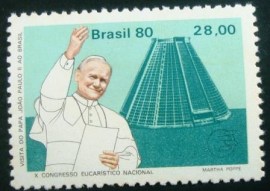 Selo postal do Brasil de 1980 Papa no Rio de Janeiro - C 1151 N