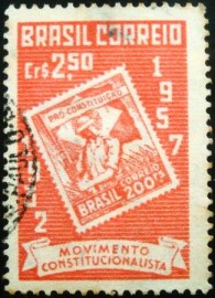 Selo postal do Brasil de 1957 Jubileu Revolução 32