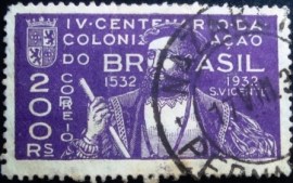 Selo postal do Brasil de 1932 Martim Afonso de Souza