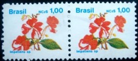 Par de selos postais do Brasil de 1993 Maria-sem-vergonha