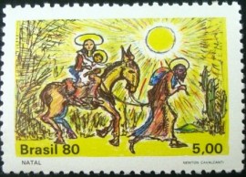 Selo postal do Brasil de 1980 Fuga para o Egito