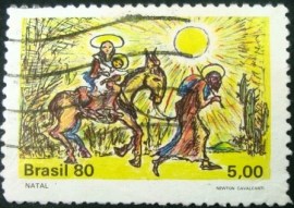 Selo postal do Brasil de 1980 Fuga para o Egito - C 1171 U