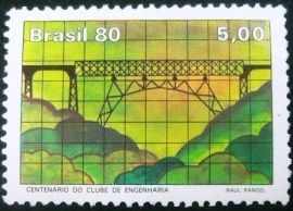 Selo postal do Brasil de 1980 Centenário do Clube de Engenharia