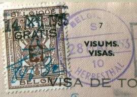 Página de passaporte da Bélgica de 1953