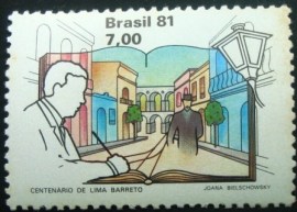 Selo postal do Brasil de 1981 Lima Barreto - C 1193 N