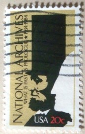 Selo postal dos Estados Unidos de 1984 Abraham Lincoln e George Washington