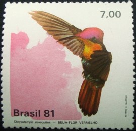 Selo postal do Brasil de 1981 Beija-flor Vermelho - C 1199