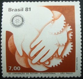 Selo postal do Brasil de 1981 Rotary Mãos