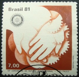 Selo postal do Brasil de 1981 Rotary Mãos - C 1201 NCC