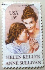 Selo postal dos Estados Unidos de 1980 Helen Keller and Anne Sullivan